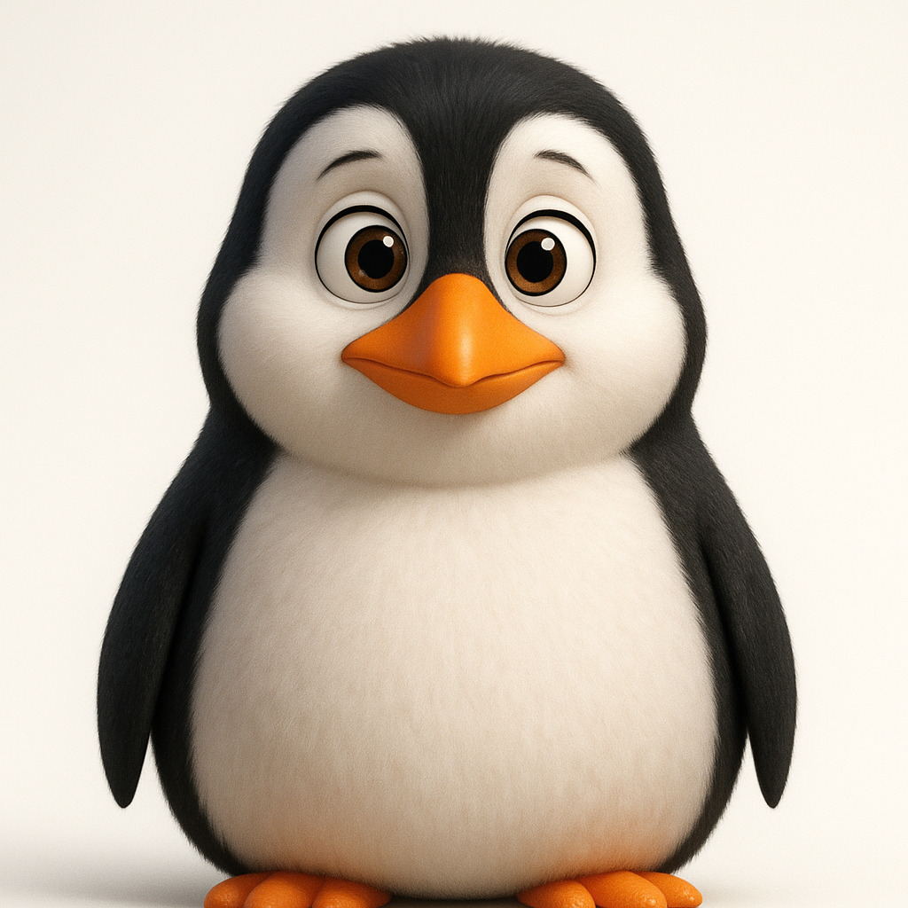 Penguin AI puppet character
